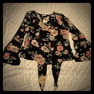 Tie front floral blouse